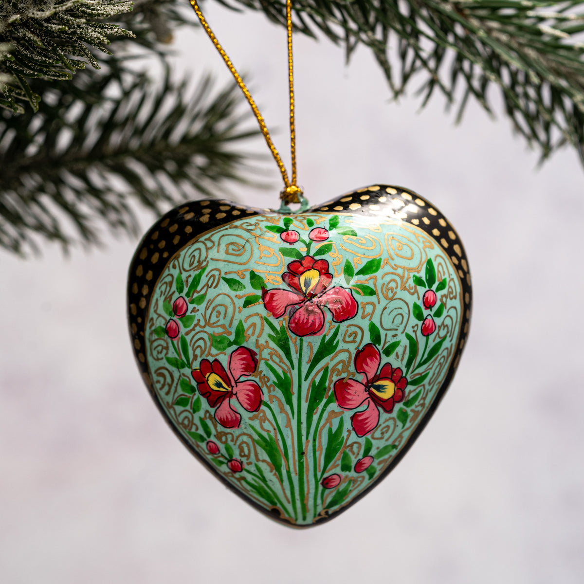 Indian 10 Floral Hanging Heart Ornament – Bollywood Christmas