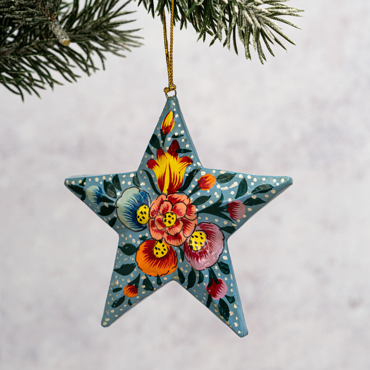 Blue Indian Floral 3D Hanging Star Christmas Decorations – Bollywood ...